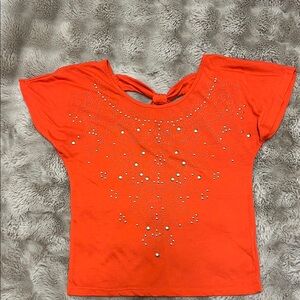 Red and gold Short Sleeve Top